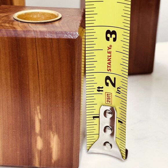Vintage Wood Block Candle Holder Handmade Graduated Set of 4 Minimalist - Picture 13 of 16